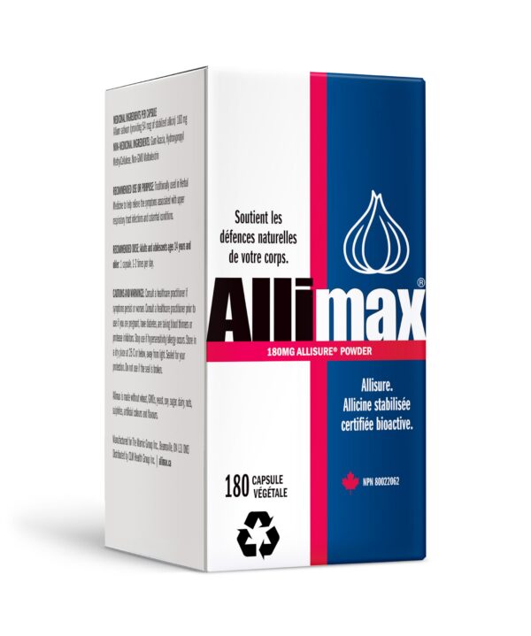 Envase Allimax cápsulas allicina nuevo diseño apoyo inmunológico