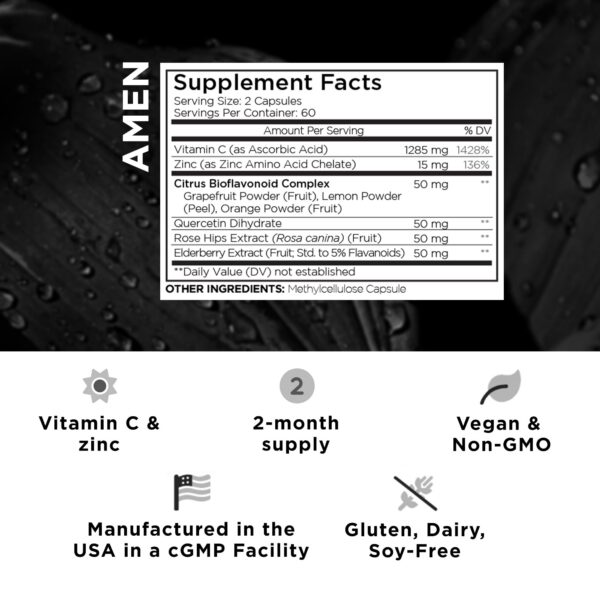 Envase Amen vitamina C cápsulas con bioflavonoides y quercetina