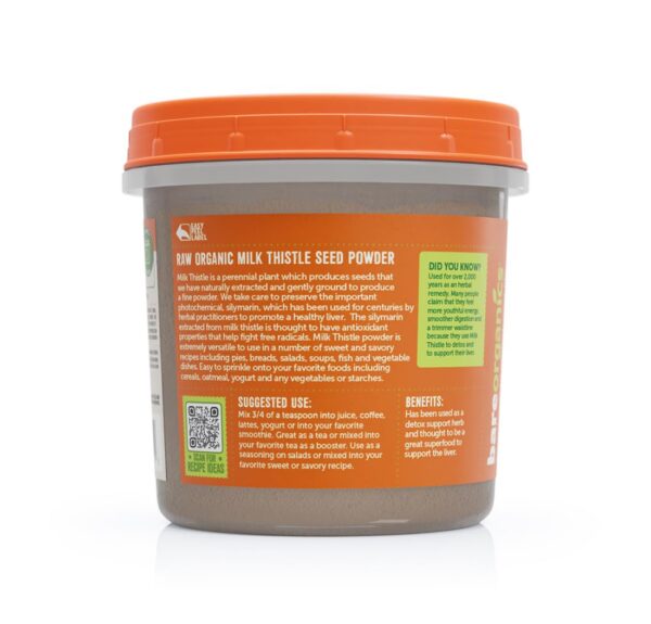 Envase BareOrganics polvo de cardo mariano orgánico