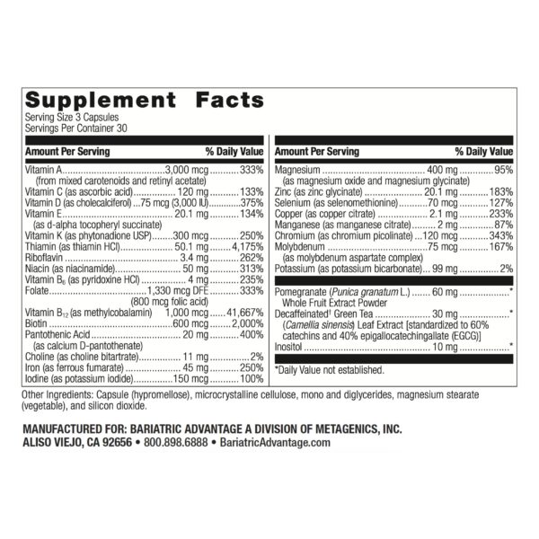 Envase Bariatric Advantage Ultra Multivitamínico cápsulas