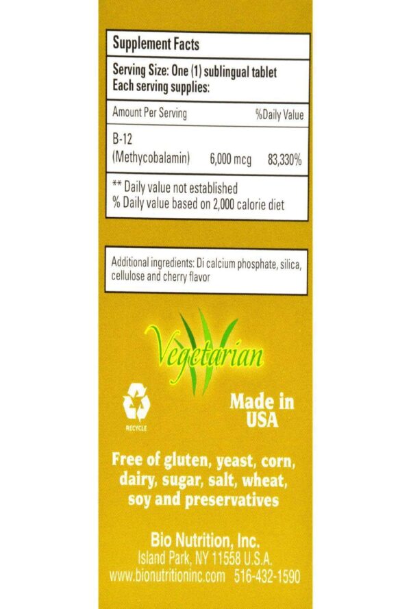 Envase Bio Nutrition B-12 tabletas 50 unidades para energía nerviosa
