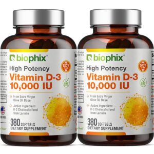 Envase biophix vitamina D3 10000 UI softgels alta potencia