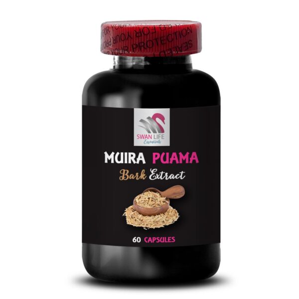 Etiqueta del suplemento energético Muira Puama 60 cápsulas