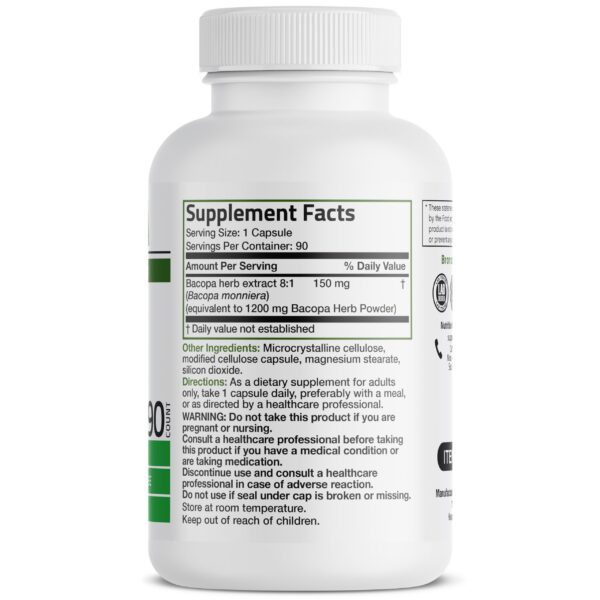 Envase de Bronson Bacopa suplemento de rendimien mental