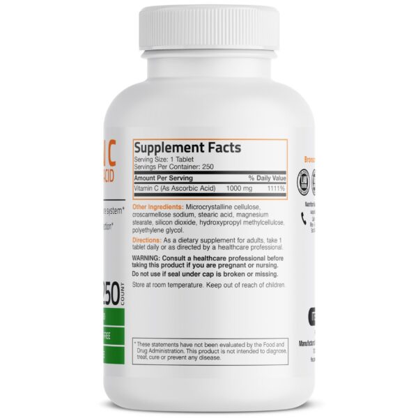 Envase de Bronson vitamina c 1000mg 250 tabletas