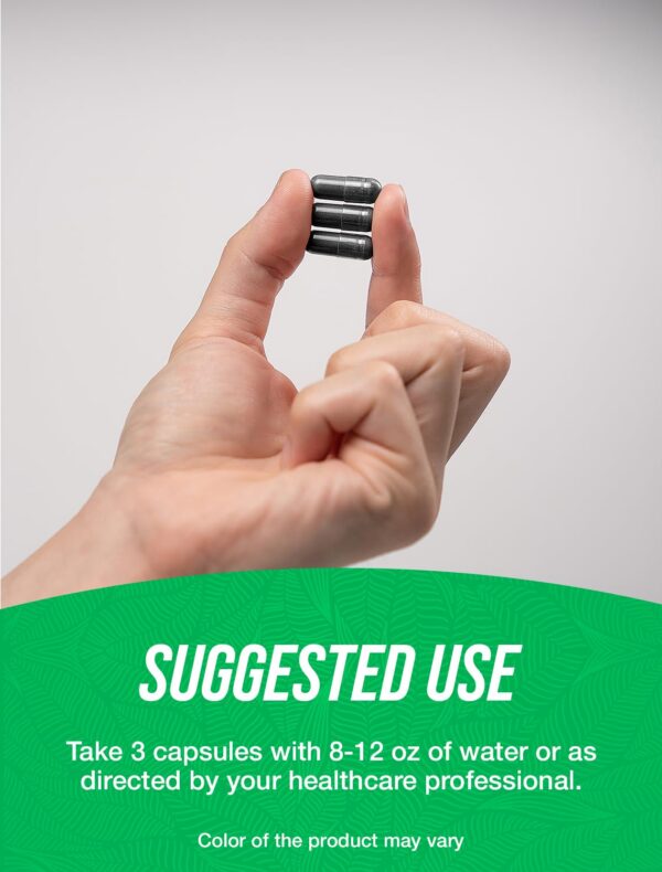 Envase BulkSupplements carbón activado cápsulas 270 veganas