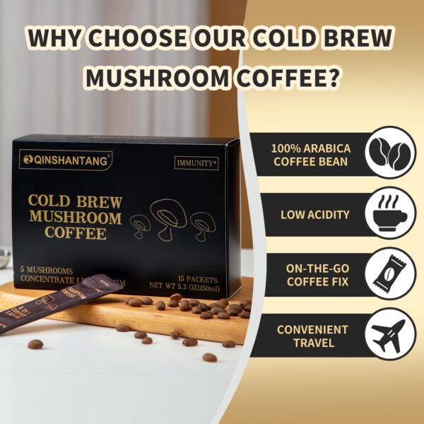 Envase de café líquido sin azúcar keto y vegano con hongos adaptogénicos