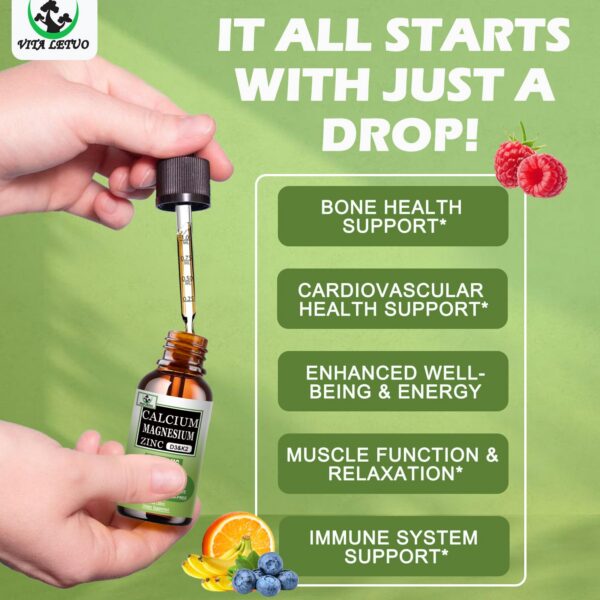 Envase frontal de calcio magnesio zinc gotas