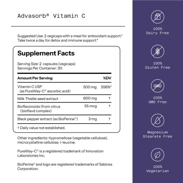Envase calidad vitamina C Advasorb PureWay C BioPerine