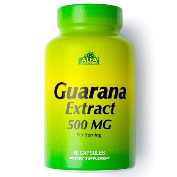 Envase cápsulas Alfa Vitamins Guaraná 500 mg, 60 unidades