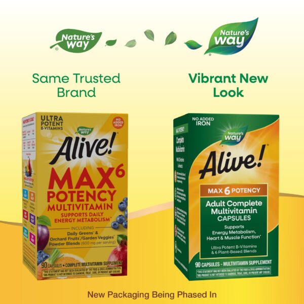 Envase y cápsulas Alive Max6 multivitamínico para adultos