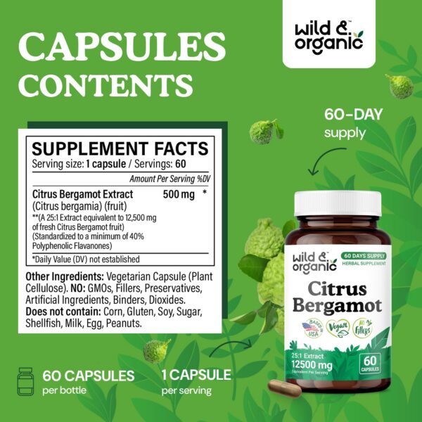 Version 1.0.0 Envase de cápsulas de extracto bergamota cítrica Wild & Organic