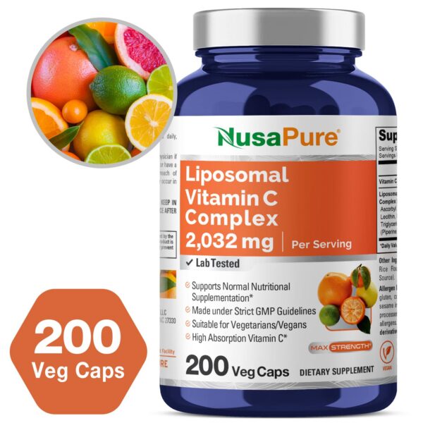 Envase cápsulas liposomal vitamina C para energía y sistema inmune