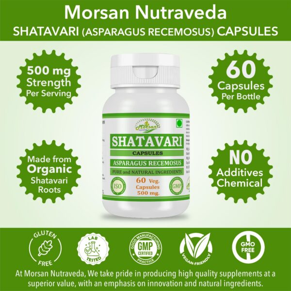 Envase de cápsulas Morsan Shatavari 60 cápsulas vegetales
