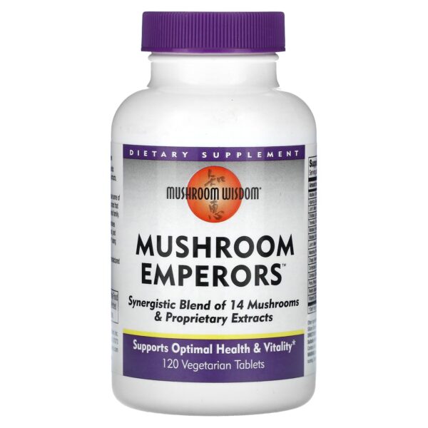 Envase de cápsulas Mushroom Wisdom champiñones emperadores paquete de 120