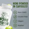 Envase cápsulas claras con polvo puro de noni Healing Noni