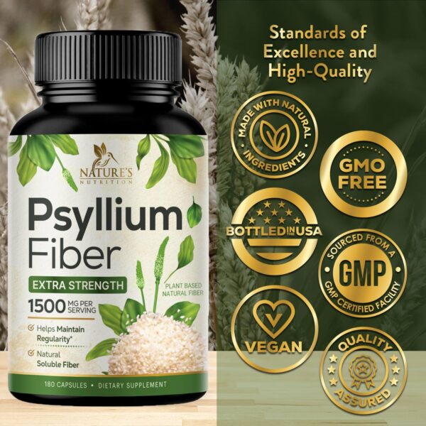 Envase cápsulas Psyllium Husk fibra soluble e insoluble