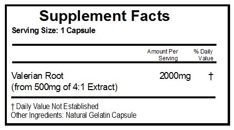 Envase cápsulas raíz de valeriana Naturetition Supplements