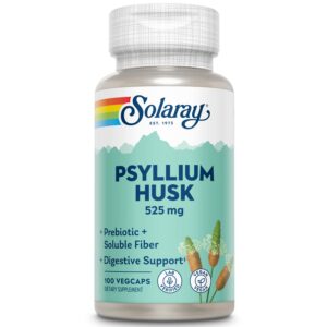 Envase cápsulas vegetales de cáscara de psyllium Solaray 100 unidades