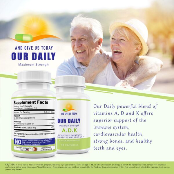 Detalle ingredientes vitaminas A,D3 y K Our Daily Vites