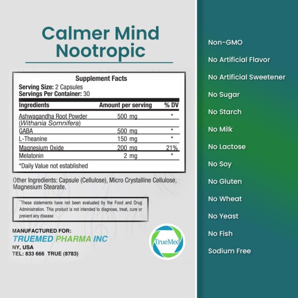 Envase capsules vegetales TrueMed Calmer Mind