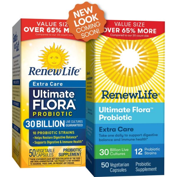 Envase de cápsulas vegetarianas Renew Life 50 unidades