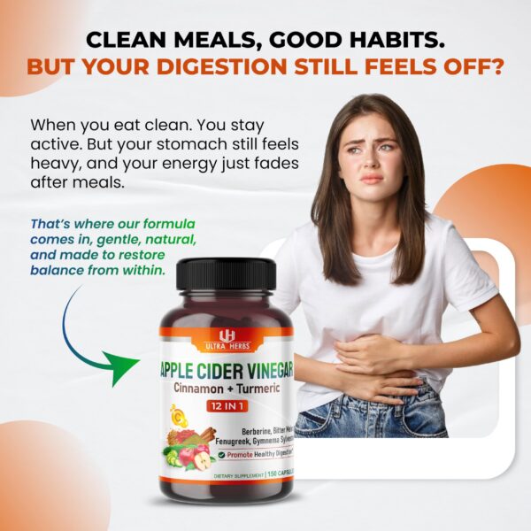 Envase cápsulas vinagre sidra manzana orgánico Ultra Herbs