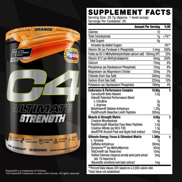 Envase Cellucor C4 Ultimate Strength 20 porciones energía y fuerza