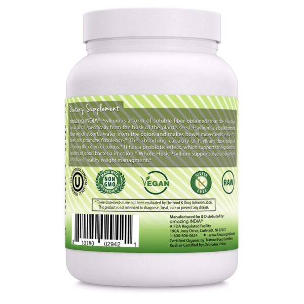 Envase certificado USDA polvo de psyllium para digestión y bienestar