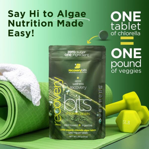 envase de chlorella orgánica en tabletas para bienestar