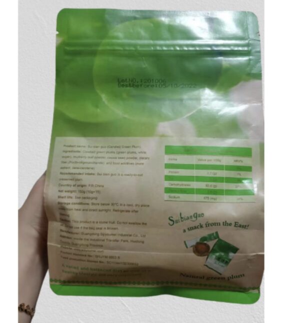 Envase de ciruelas verdes fermentadas Feelbrite aptas para veganos