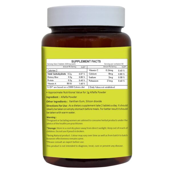 Detalle tabletas de alfalfa Herbal Hills