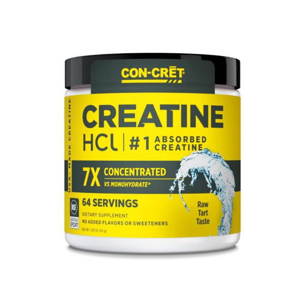 Envase de creatina HCl en polvo CON-CRET 64 dosis