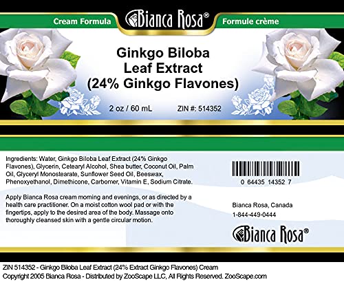 Envase crema extracto Ginkgo Biloba natural 24 flavonas