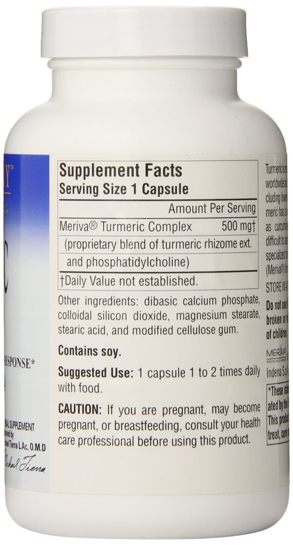 Envase de cúrcuma oro 500 mg Planetary Herbals 120 cápsulas