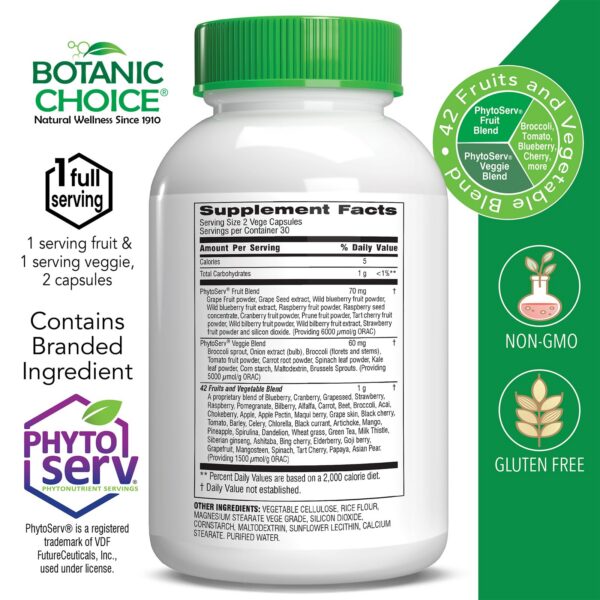 Version 1.0.0 Envase doble de suplemento Botanic Choice Mega Mezcla 42 ingredientes