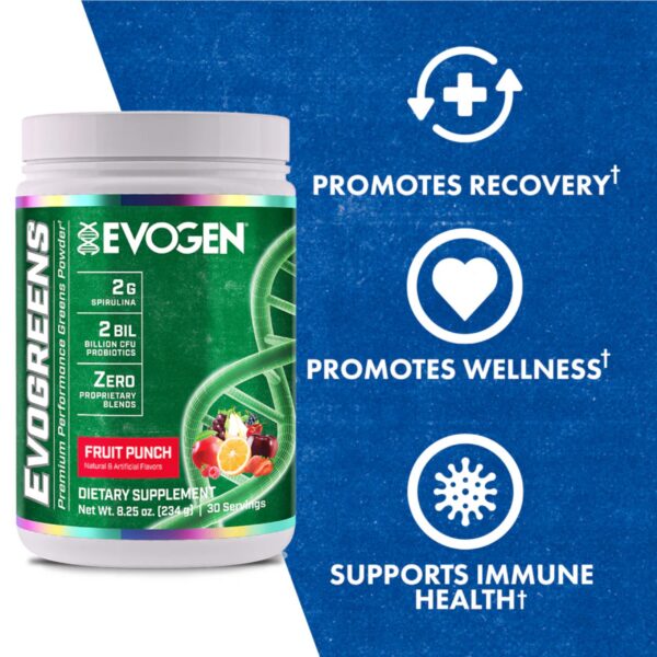 Version 1.0.0 Detalle del polvo super greens Evogreens sabor baya natural