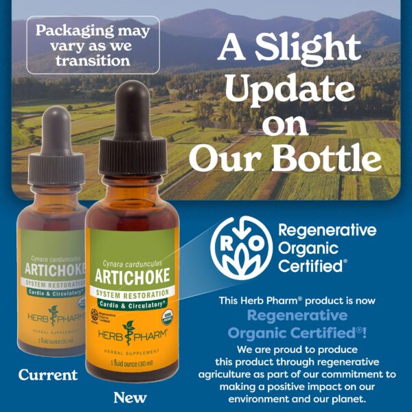 Version 1.0.0 Envase de extracto líquido de alcachofa Herb Pharm vista lateral
