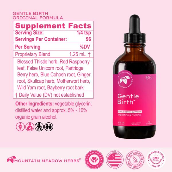 Version 1.0.0 Envase extracto líquido Gentle Birth preparado para parto