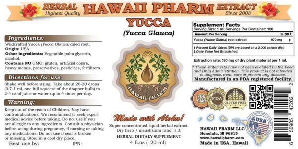 Frasco de extracto herbal Yuca Hawaii Pharm 32 fl oz
