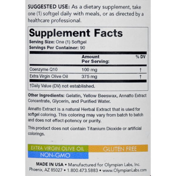 Frente de envase CoQ10 100 mg Olympian Labs