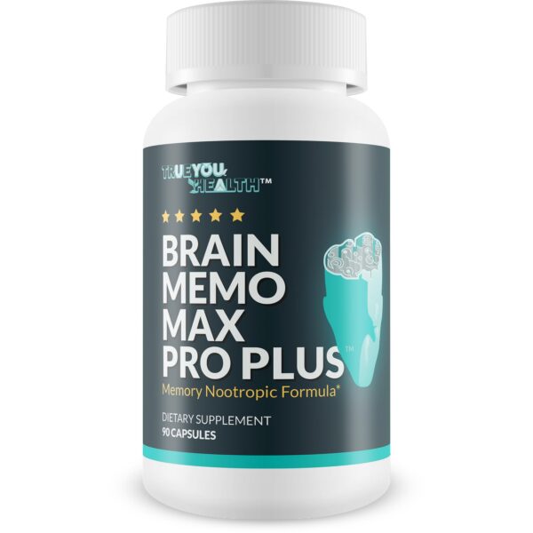 Version 1.0.0 Envase frontal Brain Memo Max Pro Plus suplemento cerebral