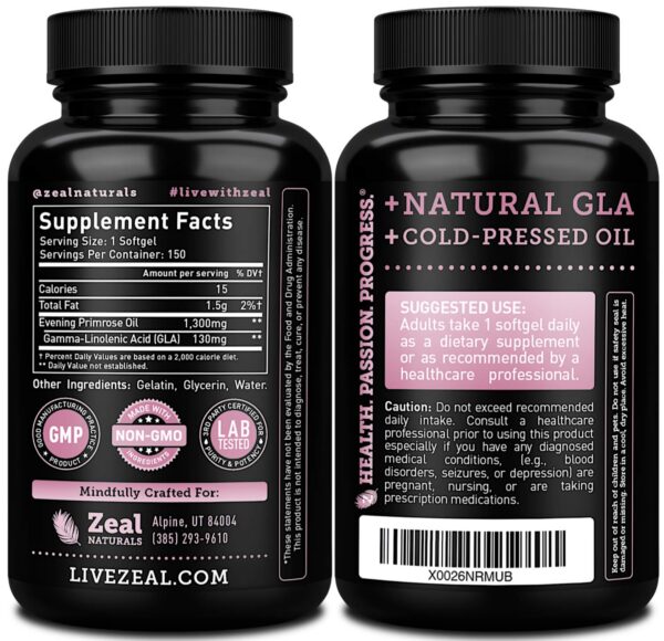 Version 1.0.0 Envase frontal cápsulas aceite de onagra Zeal Naturals