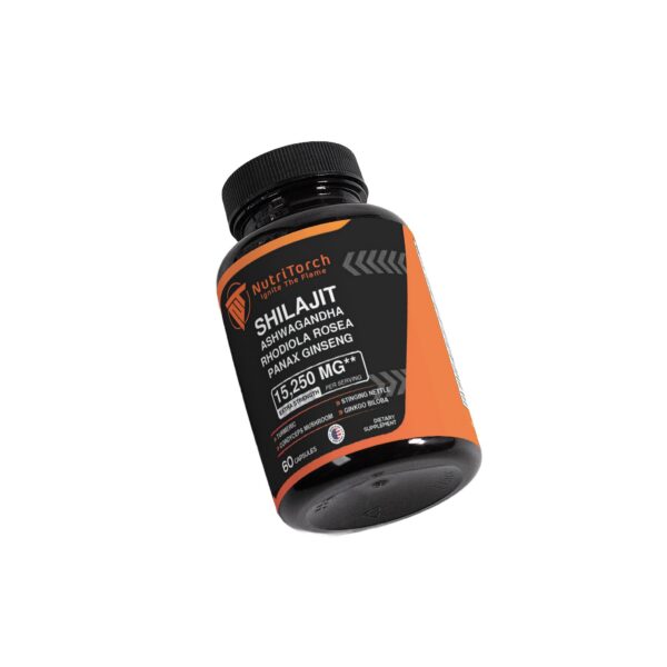 Version 1.0.0 Envase frontal cápsulas NutriTorch Shilajit con hierbas naturales