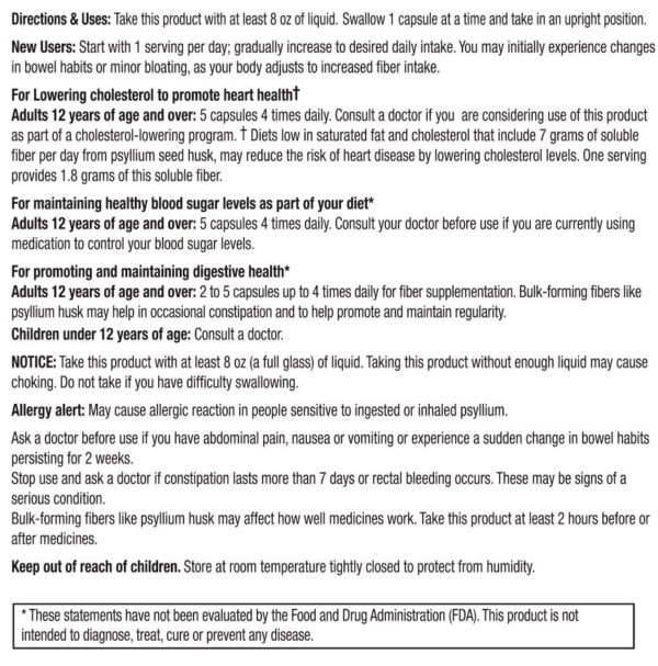 Envase frontal cápsulas psyllium Guardian fibra natural