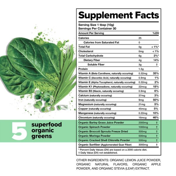 Envase frontal Daily Greens polvo superalimento Complement