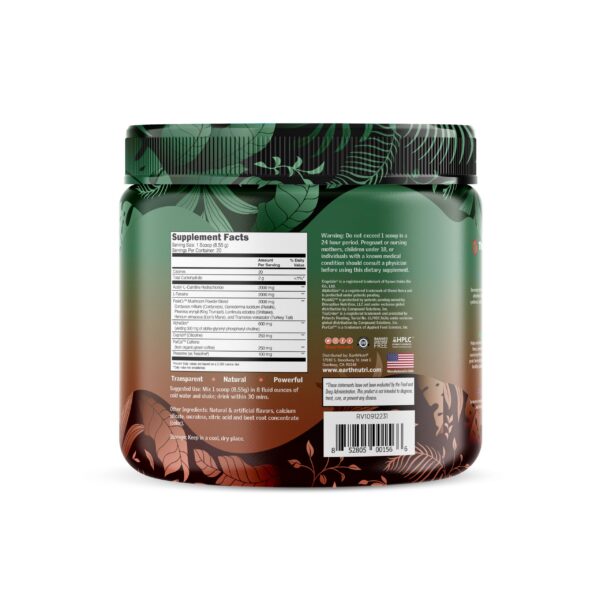 Envase frontal de Earth Nutri energético con enfoque y memoria