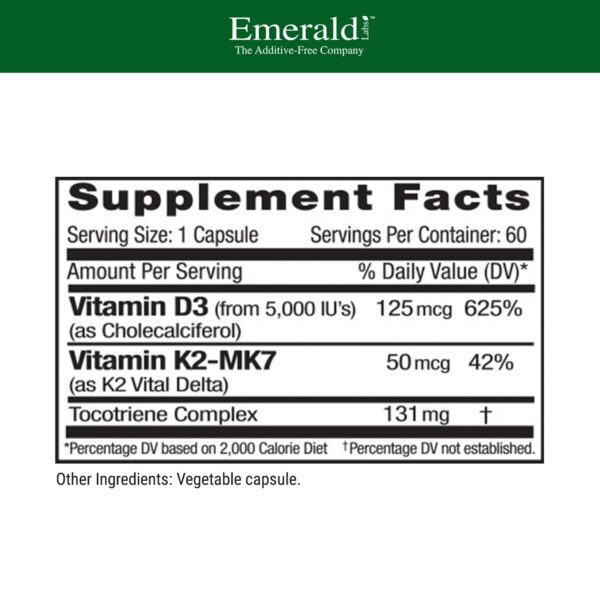 Cápsulas de vitamina D3+K2 y magnesio Emerald Labs