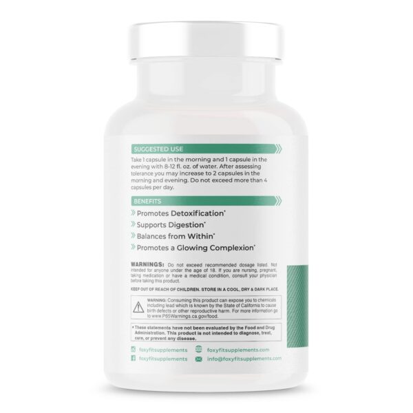 Version 1.0.0 Envase frontal FoxyFit Detox para ella fórmula detox 30 días