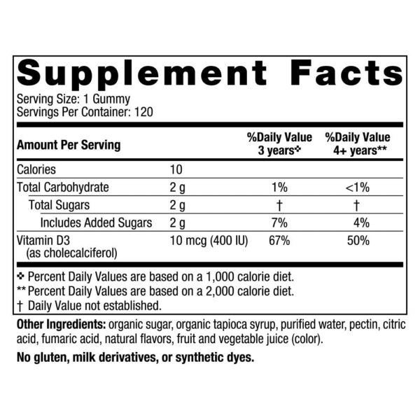 Envase frontal gomitas Nordic Naturals Vitamina D3 niños